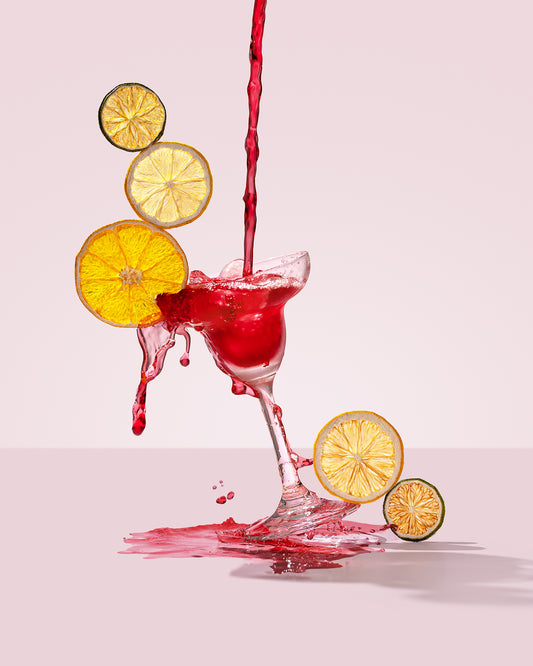 FN Lemons dried citrus slice trio – lemon lime orange dehydrated citrus cocktail garnish bundle - on glass