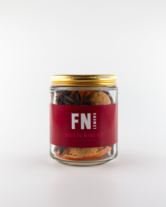 FN Lemons mulled wine kit – spiced mulled wine mix with citrus and warming spices - jar front