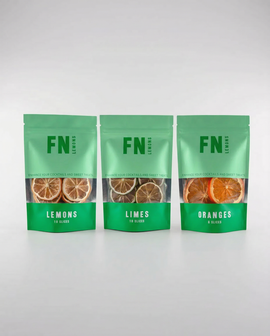F N Lemons dried citrus slice trio – lemon lime orange dehydrated citrus cocktail garnish bundle