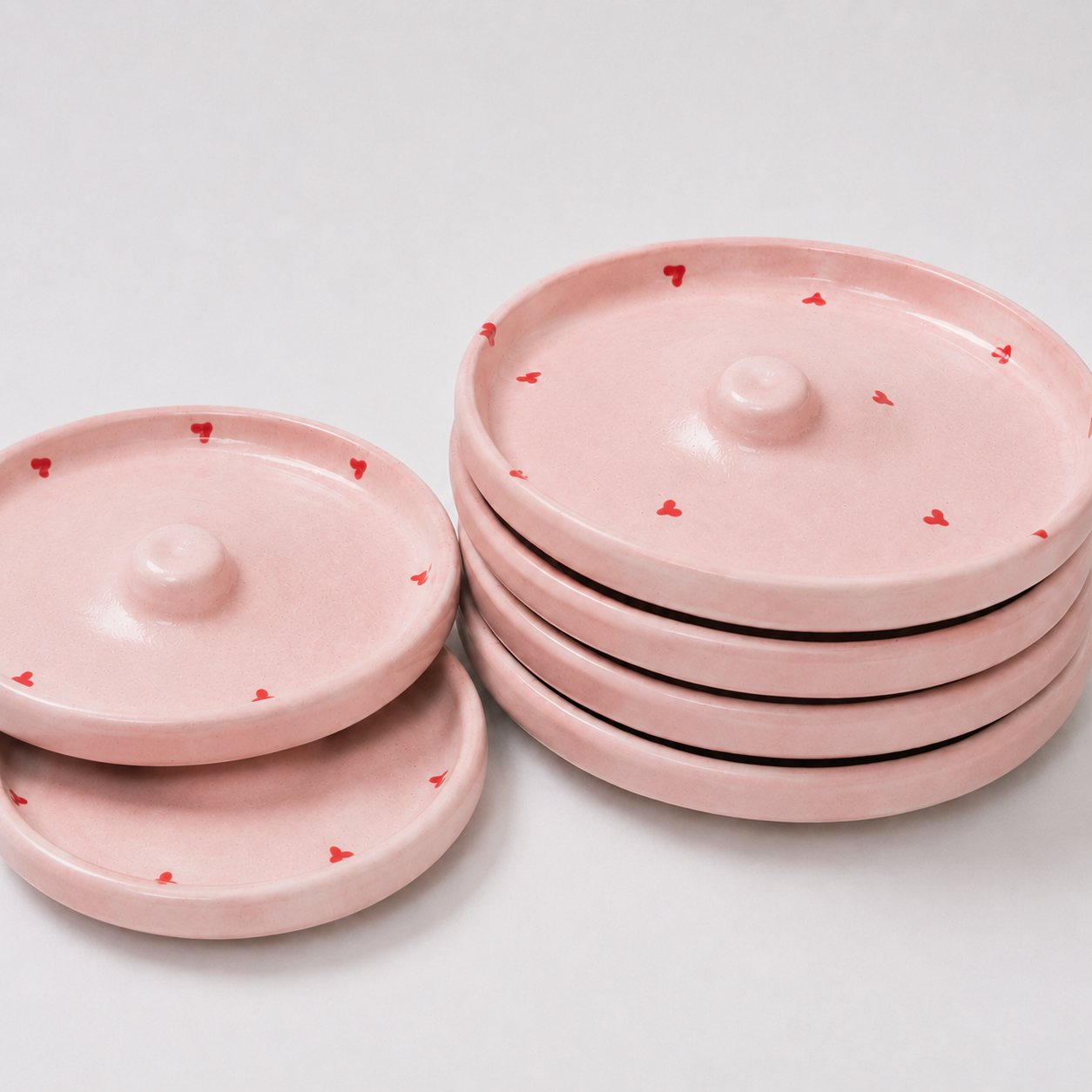 Ceramic Cocktail Rim Sugar & Salt Dish - Pinky Hearts