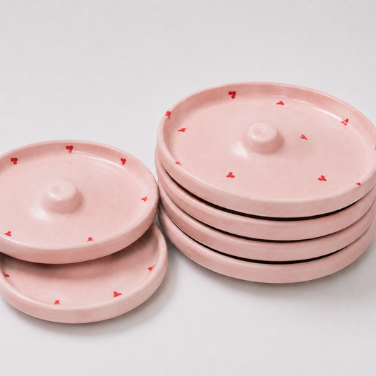 Ceramic Cocktail Rim Sugar & Salt Dish - Pinky Hearts