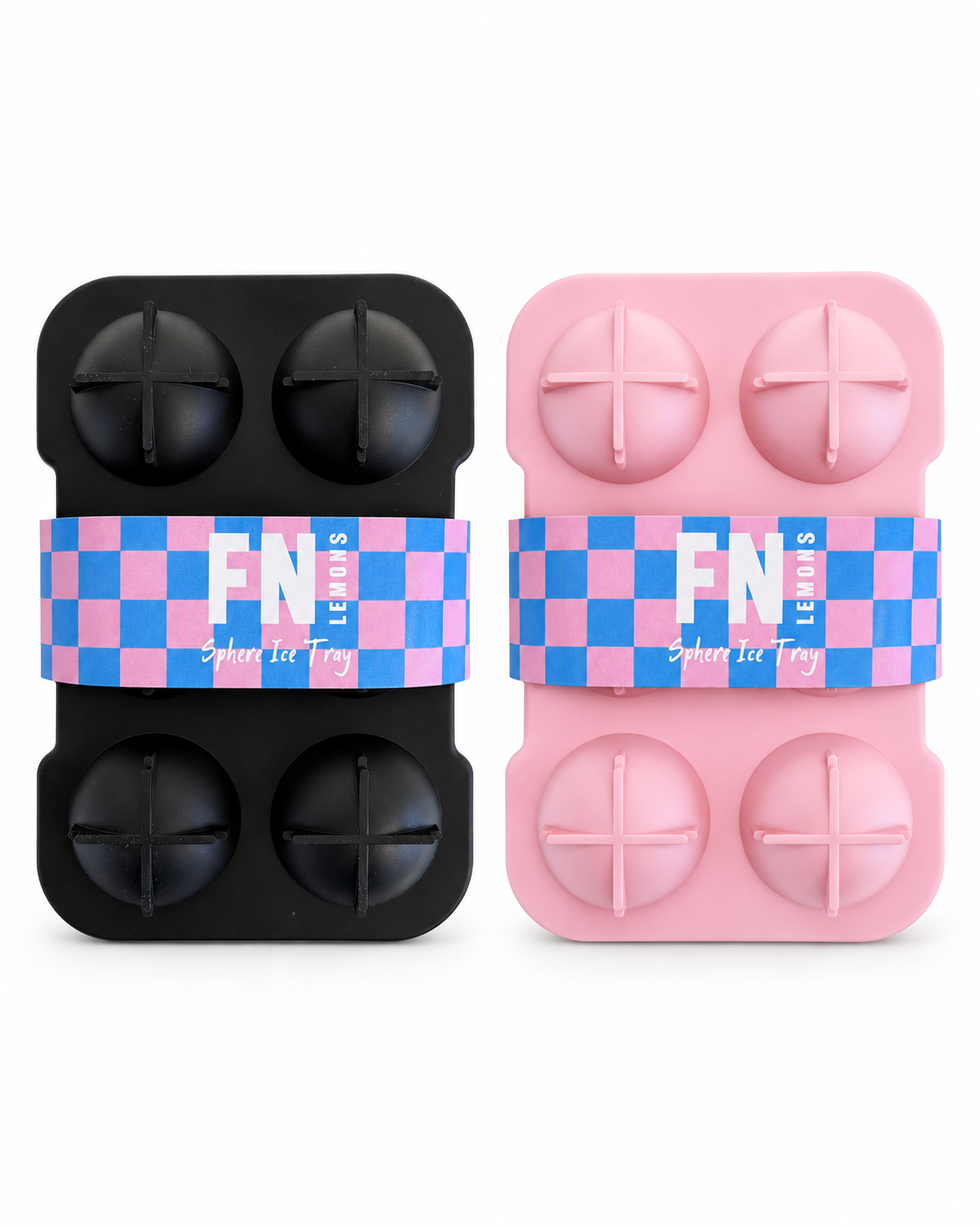 Pink and Black FN Lemons sphere ice tray – silicone mould for large cocktail ice spheres