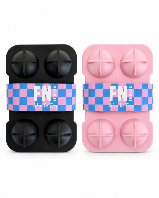 Pink and Black FN Lemons sphere ice tray – silicone mould for large cocktail ice spheres