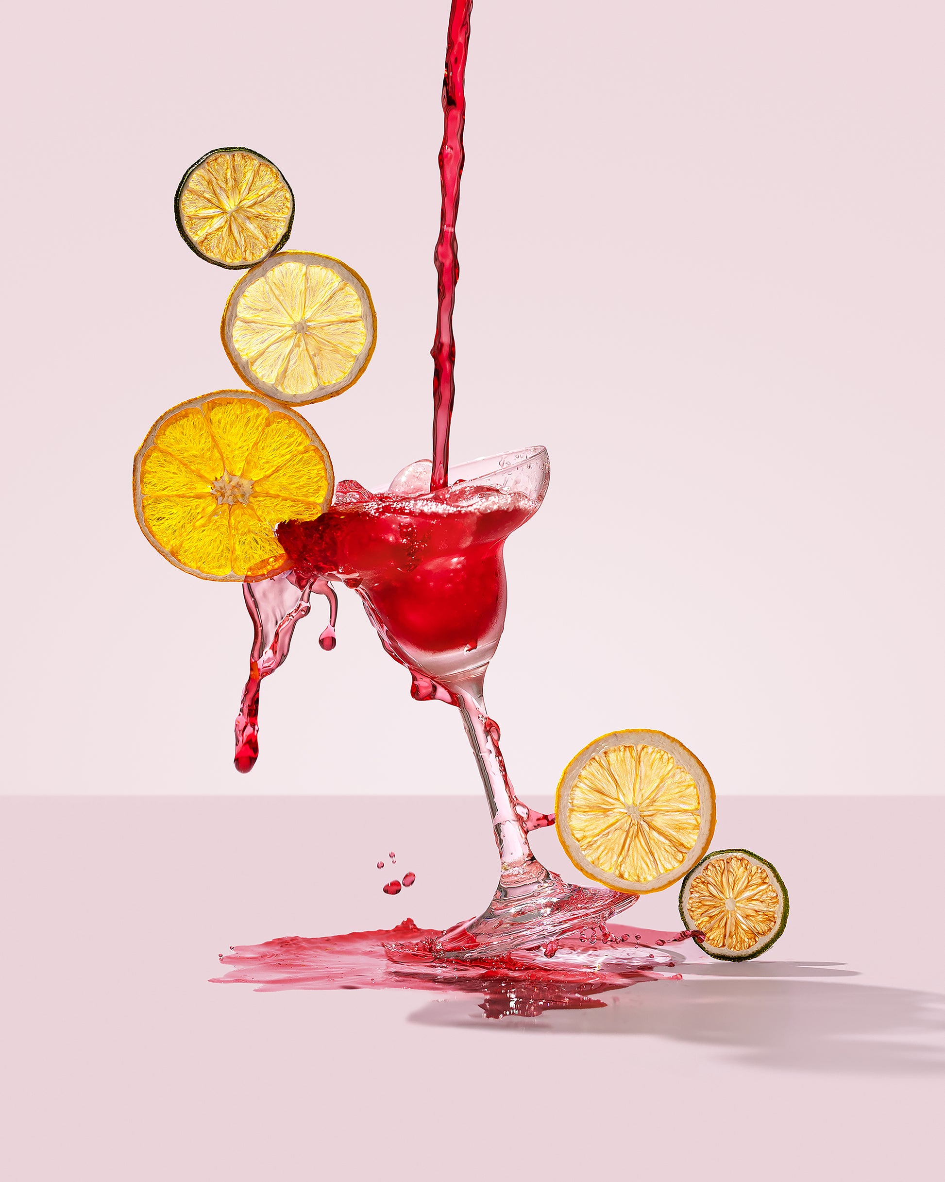 FN Lemons dried citrus slice trio – lemon lime orange dehydrated citrus cocktail garnish bundle - on glass