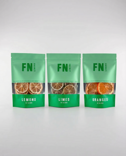 FN Lemons dried citrus slice trio – lemon lime orange dehydrated citrus cocktail garnish bundle
